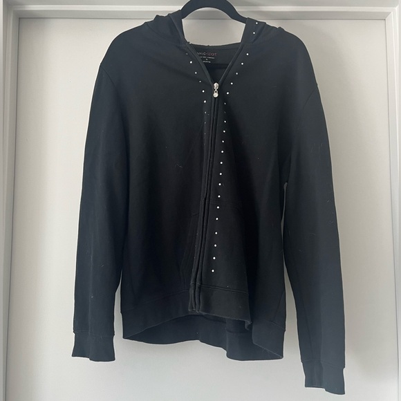 New York & Company Tops - New York & Company - Sport | Studded Zip Up Hoodie | Black/Silver | XL